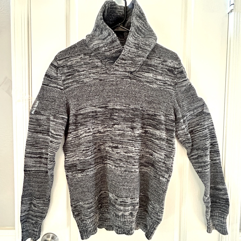 Men's Marled Shawl-Collar Long Sleeve Pullover Sweater